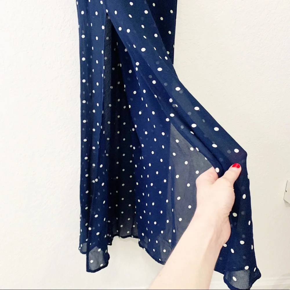 REFORMATION Augusta Dress Punto Polka Dot Navy XS - Picture 13 of 13